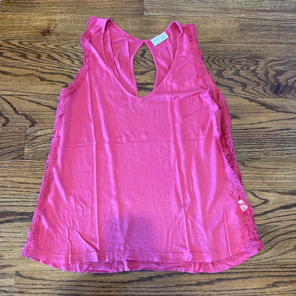 Zara woman V-neck sleeveless tank pink sz L
